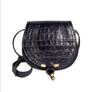 Chloé Marcie Croc-Embossed Leather Saddle Bag